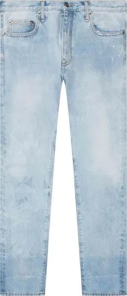 Джинсы Off-White Diag Slim Jeans 'Bleach Blue/White', синий