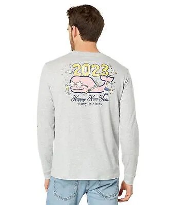 Мужская одежда Vineyard Vines Новогодняя футболка с карманом и длинными рукавами для шампанского