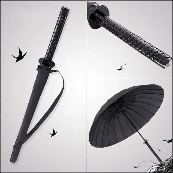 Творческая длинная ручка Большой ветрозащитный самурайский меч зонтик Японский ниндзя-подобный солнечный дождь Прямые зонтики Автоматический открытый