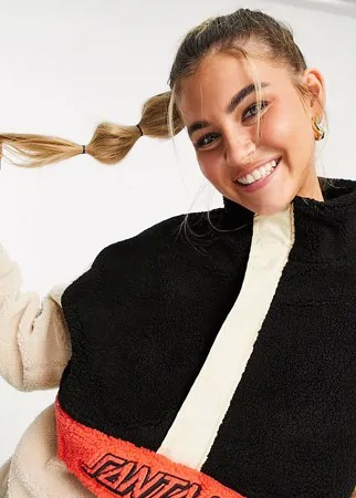 Флисовая oversized-куртка без застежек в стиле колор блок с логотипом спереди Santa Cruz-Разноцветный