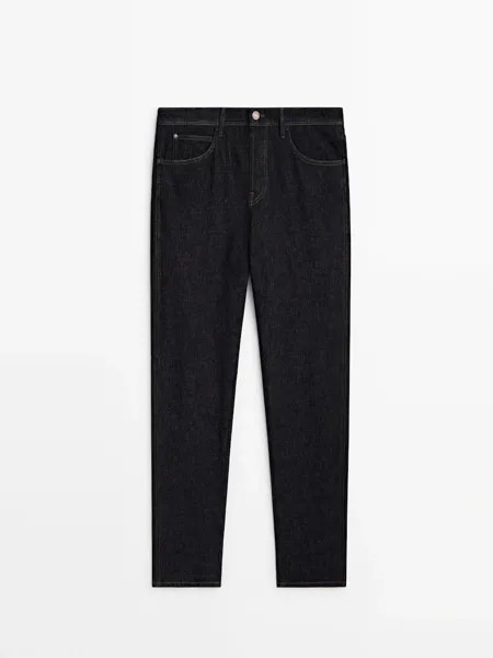 Джинсы свободного кроя с мятыми потертостями Massimo Dutti, индиго