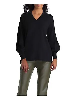 HALSTON Женский черный свитер с длинным рукавом и V-образным вырезом на работу XXL