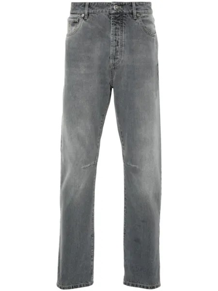 Brunello Cucinelli джинсы с вышитым логотипом, серый