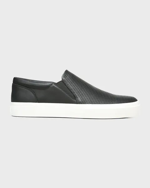 Мужские слипоны Fletcher из перфорированной кожи Vince, цвет Black
