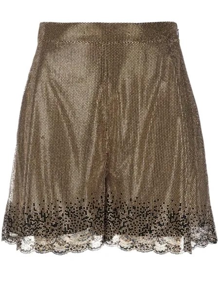 Elie Saab кружевные шорты с заклепками, золотой