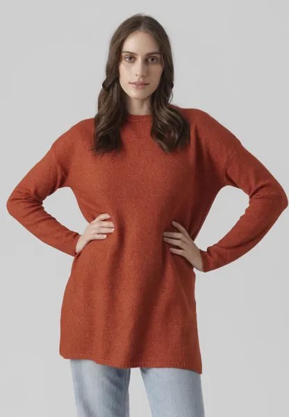 Свитшот Vero Moda VMPLAZA O NECK, меланжевая красная охра