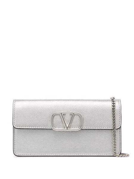 Valentino Garavani VLogo metallic-sheen chain wallet