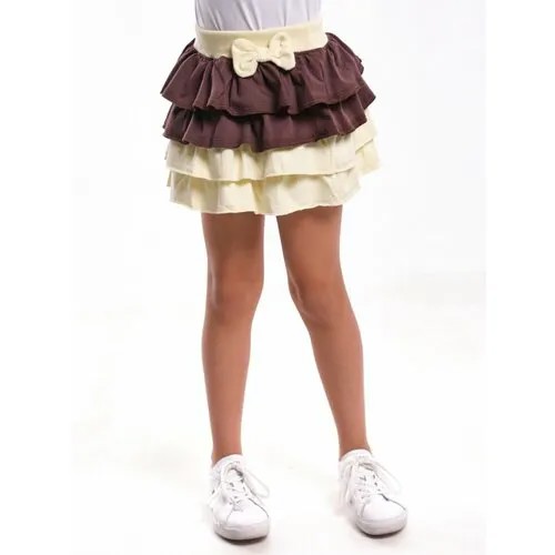 Юбка Mini Maxi, размер 116, коричневый, белый