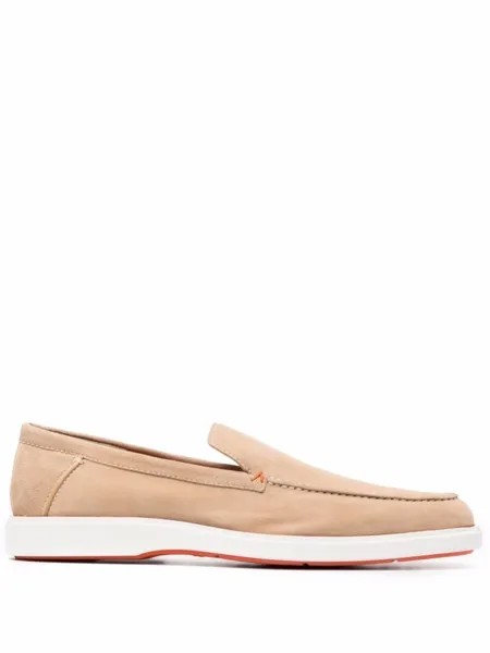 Santoni замшевые лоферы, нейтральный цвет