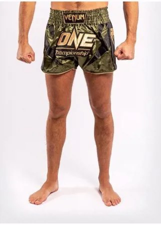 Шорты мужские муай-тай VENUM X ONE FC MUAY THAI SHORTS - KHAKI/GOLD цвет хаки размер XL