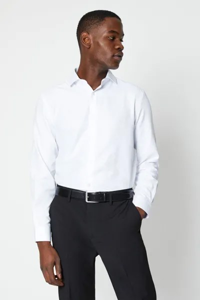 Рубашка узкого кроя с длинными рукавами и узором «елочка» Burton, белый