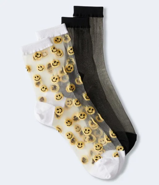 Прозрачные носки со смайликом, 2 шт. Aeropostale, бежевый
