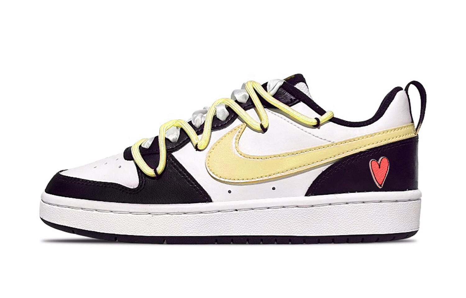 Кроссовки Nike Court Borough Series Skateboarding Shoes Women's Low-top Black/white/yellow, белый/черный