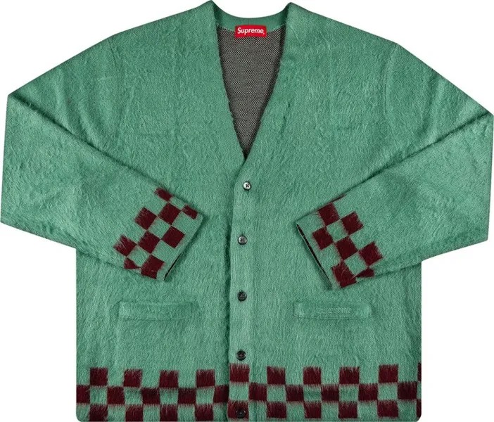 Кардиган Supreme Brushed Checkerboard Cardigan Mint, зеленый