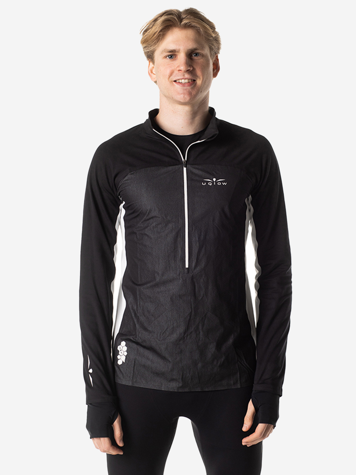 ЛОНГСЛИВ С МЕМБРАННОЙ ВСТАВКОЙ МУЖСКОЙ 3/4 ZIP LONG SLEEVE WIND BREAKER | BLACK/WHITE, Черный