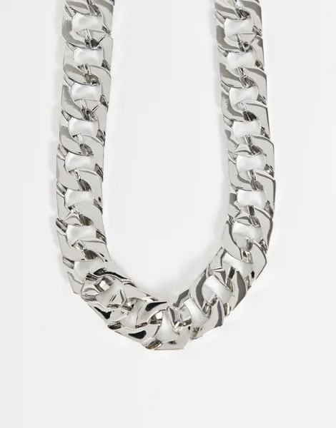 Серебристая цепочка с крупными квадратными звеньями ASOS DESIGN-Серебряный