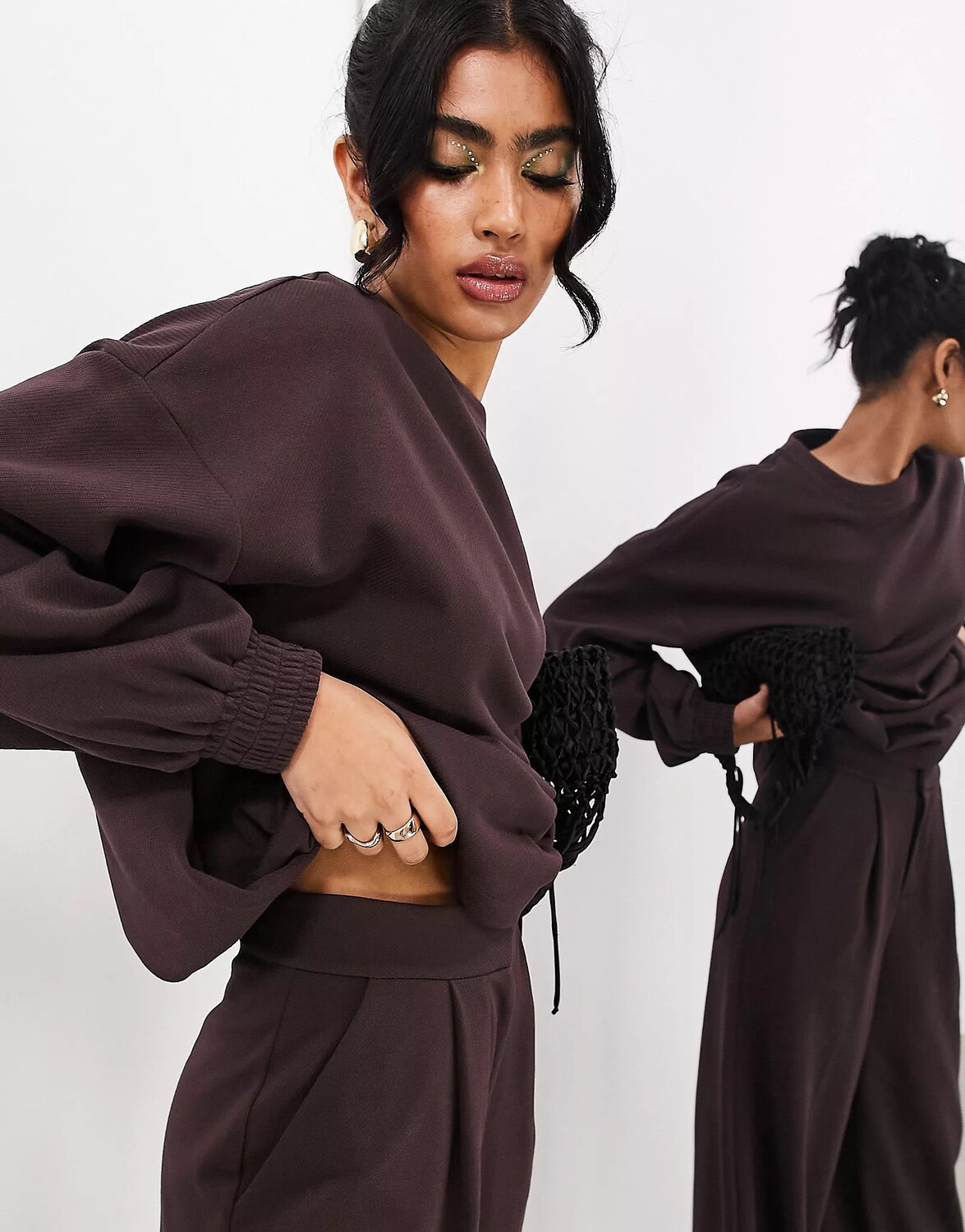 Свитшот Asos Edition Premium Textured Jersey, бордово-фиолетовый