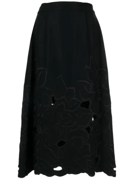 Elie Saab юбка миди с вырезами, черный