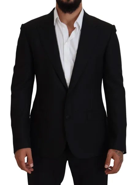DOLCE - GABBANA Блейзер Черный шерстяной эластичный пиджак приталенного кроя IT54/US44/XL Рекомендуемая розничная цена 2000 долларов США