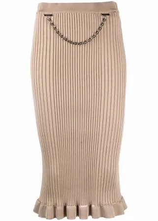 Givenchy юбка-карандаш в рубчик с цепочкой
