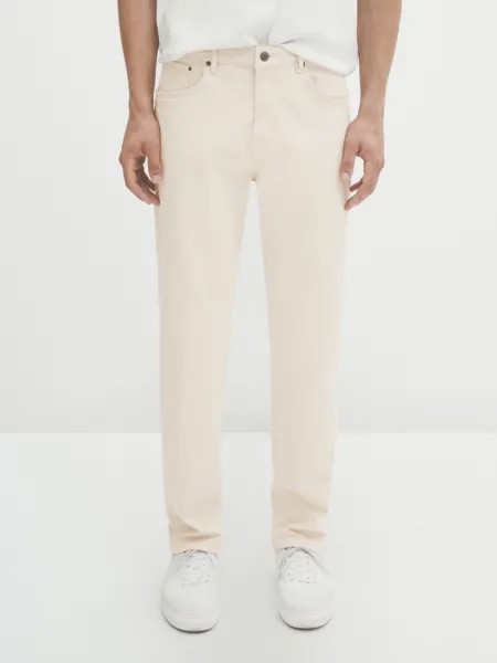Джинсы заюженного кроя Massimo Dutti, кремовый