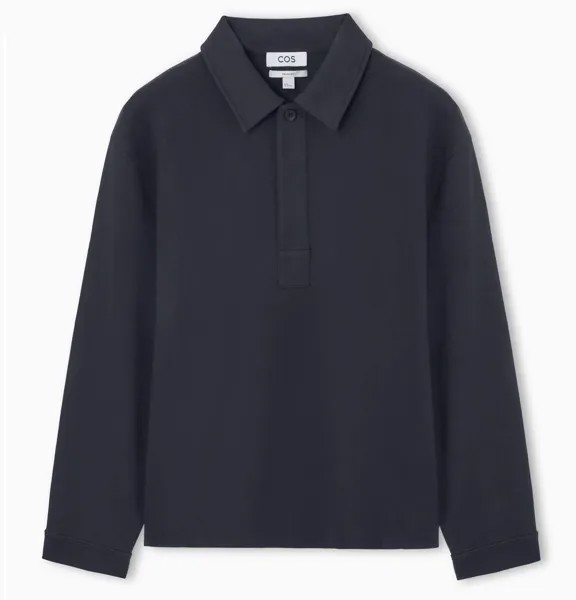 Рубашка-поло Cos Long Sleeve Jersey, темно-синий
