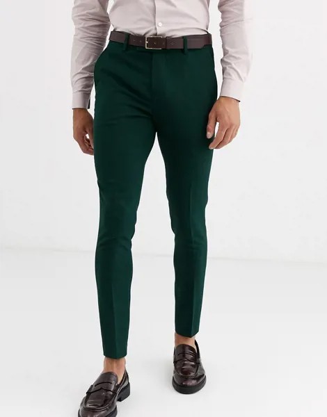 Зеленые супероблегающие фактурные брюки ASOS DESIGN wedding-Зеленый цвет