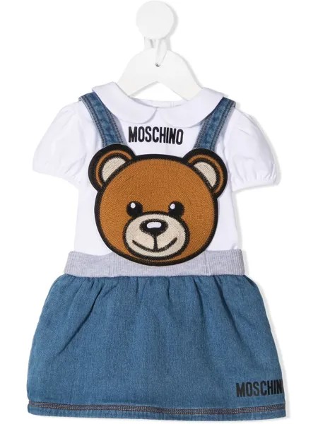 Moschino Kids джинсовое платье с аппликацией