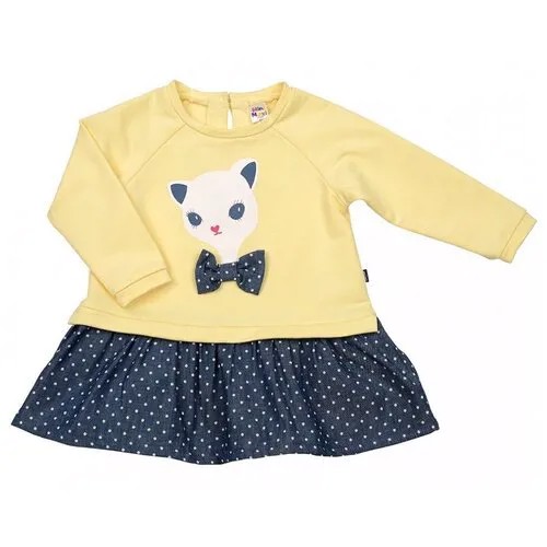 Платье Mini Maxi, футер, хлопок, трикотаж, в горошек, размер 116, желтый