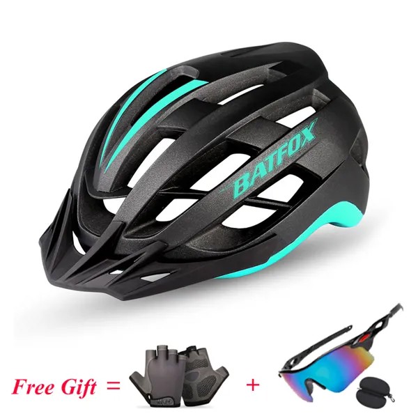 Шлем горный BATFOX с солнцезащитными очками для женщин и мужчин, легкая дышащая Защитная Кепка в форму для велосипеда, шлем для гоночного шоссе...