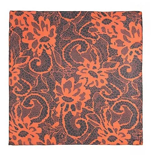 Платок женский текстильный KC392 63-5, цвет черный/оранжевый, р-р 70*70