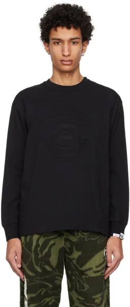 Черная футболка с длинным рукавом с тиснением AAPE by A Bathing Ape