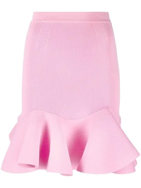 Alexander McQueen мини-юбка с баской, розовый