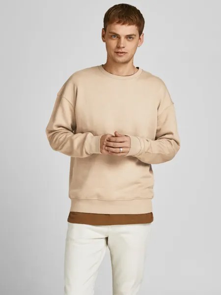 Толстовка Jack & Jones Basic Sweater Langarm Shirt Rundhals Pullover JJESTAR, бежевый