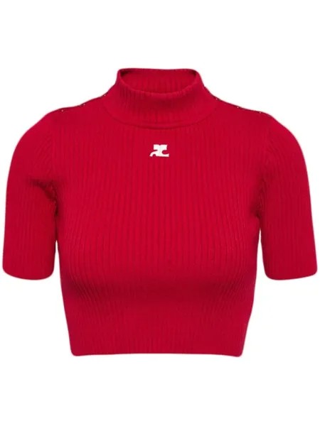 Courrèges укороченный джемпер с логотипом, красный