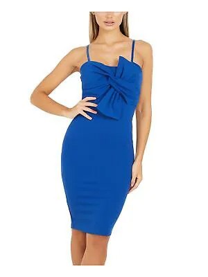 Женское синее облегающее платье выше колена QUIZ с завязками спереди и тонкими бретельками 8