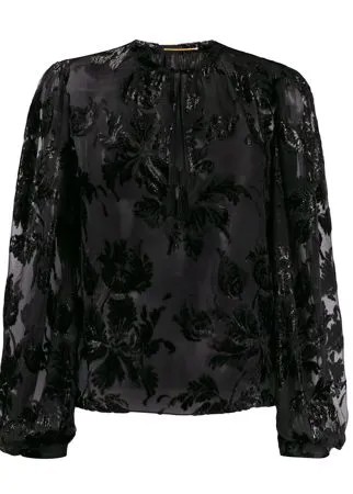 Saint Laurent блузка с цветочной вышивкой