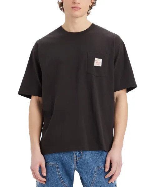 Мужская рабочая одежда, однотонная футболка свободного кроя с карманами Levi's