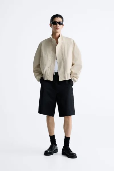Укороченный бомбер ZARA, кэмел