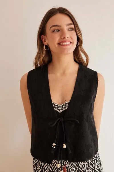 ЭТНИЧЕСКИЙ жилет MIX AND MATCH women'secret, черный
