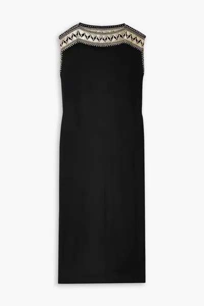 Шелковое платье макси Albertine с вышивкой Nili Lotan, черный