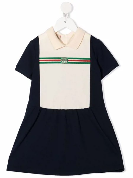 Gucci Kids платье с короткими рукавами и отделкой Web
