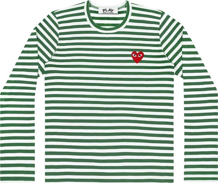 Футболка Comme des Garçons PLAY Striped Long-Sleeve T-Shirt 'Green', зеленый
