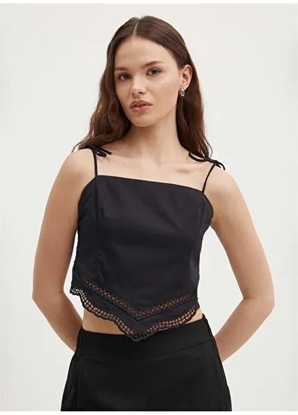 Черная женская рубашка с узким широким воротником 5WDVLH014 Sisley, черный