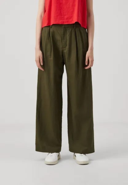 Брюки PLEATED WIDE LEG GAP, оливково-зеленый