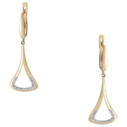 Серьги Corona, красное золото, 585 проба, фианит, красный, золотой