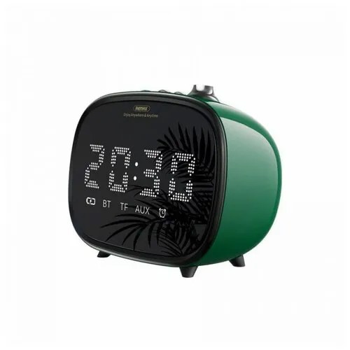 Беспроводная колонка Remax RB-M52 + часы + будильник зеленый