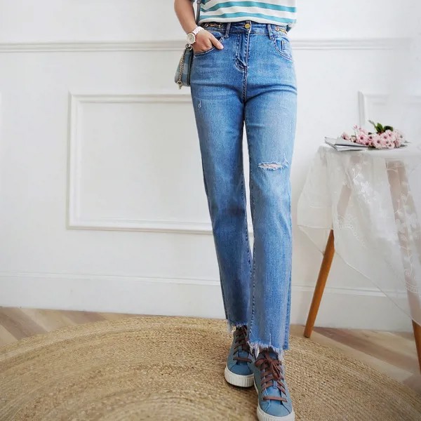 Женские прямые брюки на ногу с высокой талией, тонкие светильник джинсы в стиле ретро золотистого цвета, весна-лето 2022