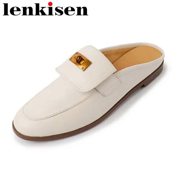 Lenkisen весенние туфли из овечьей кожи с круглым носком на низком каблуке однотонная повседневная одежда с замком в стиле Kpop Повседневные слипоны женские брендовые туфли на плоской подошве