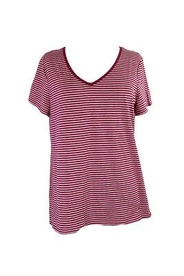 Красная пижамная футболка Nautica Beet с короткими рукавами и V-образным вырезом S